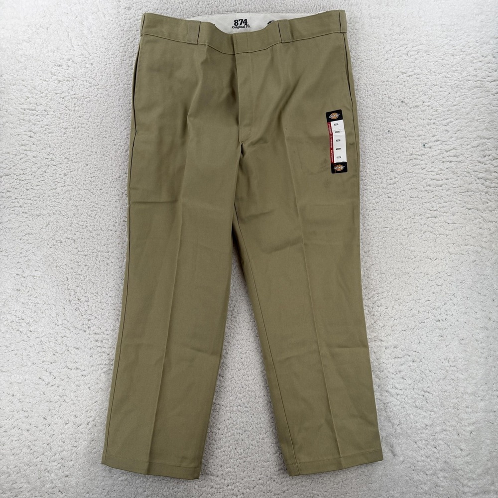 Dickies 874 Work Pants Mens 42x30 Green Regular Fit Polyester Cotton Workwear